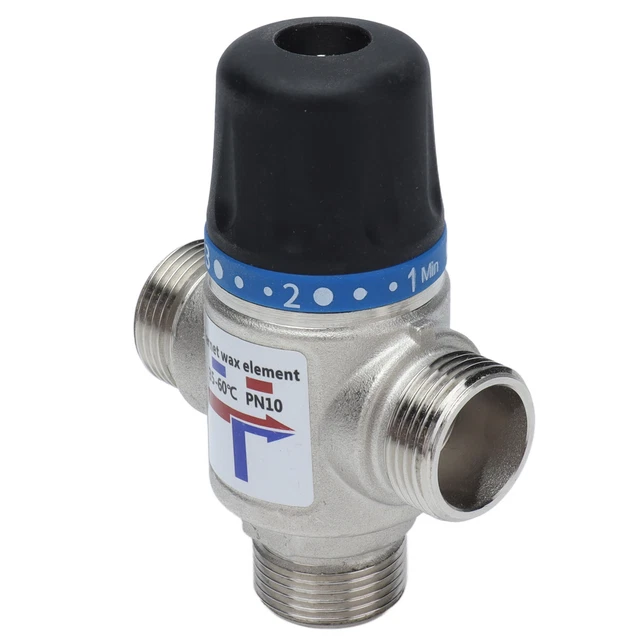 Mixing Valve Auto Shut Off Brass Nickel Plated Large Flux Thermostatic Mixing
