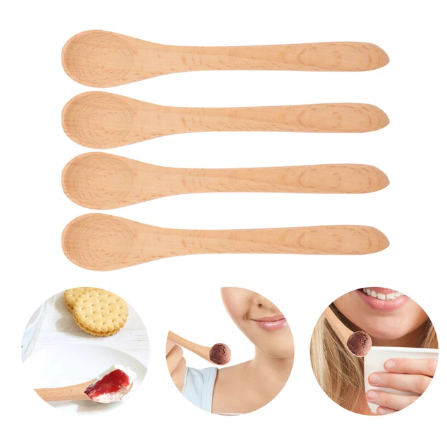 12 piezas cuchara de sal de madera cuchara de yogur cuchara de postre mini mermelada