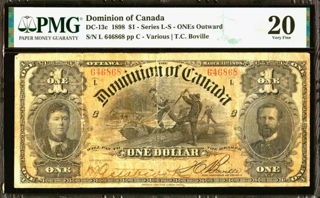 Dominion of CANADA, Pick DC-13c, March 1898, 1 Dollar, Boville, PMG 20