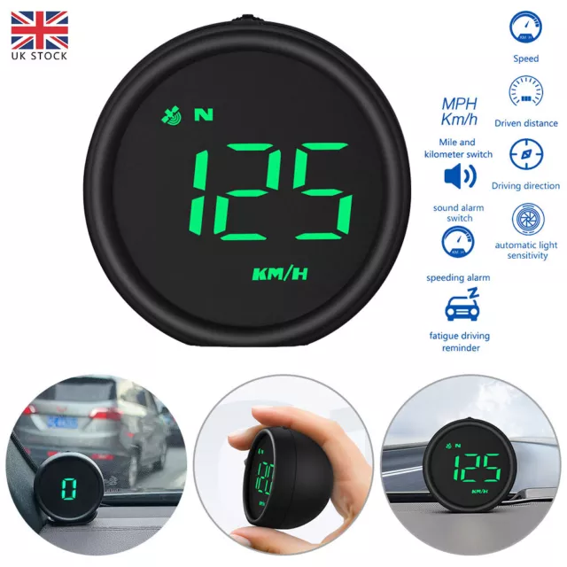 Digital GPS Speedometer Head Up Display MPH/KM Overspeed Tired Warning Alarm