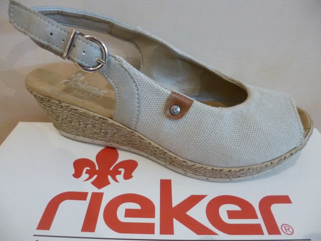 Rieker Sandale Femmes Sandales Sandalette Sandalettes Sling Beige/Gris Neuf