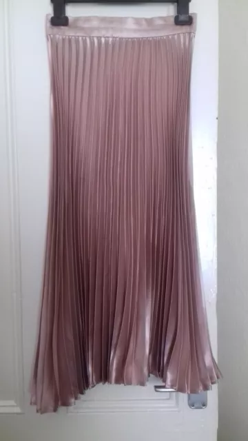 True Violet Ladies Bronze Satin Long Pleated Skirt - Size 6 Waist 24” Length 29”