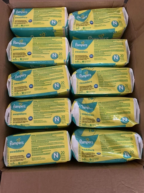 NEW Pampers Swaddlers Newborn Diapers LOT OF 10 (10 Packs Of 20 Count)
