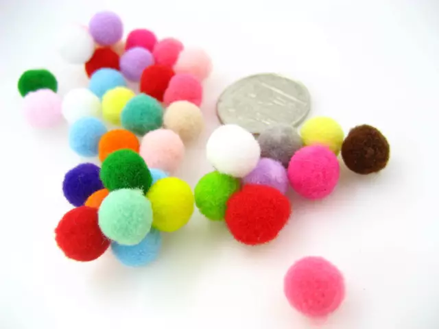 Stock britannique 100 pièces mini boules de pom pom pom pom moelleux jouet doux yeux garnitures à coudre