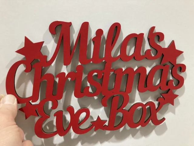 Topper scatola glitter in legno personalizzato vigilia di Natale - targa artigianale MDF Natale 3