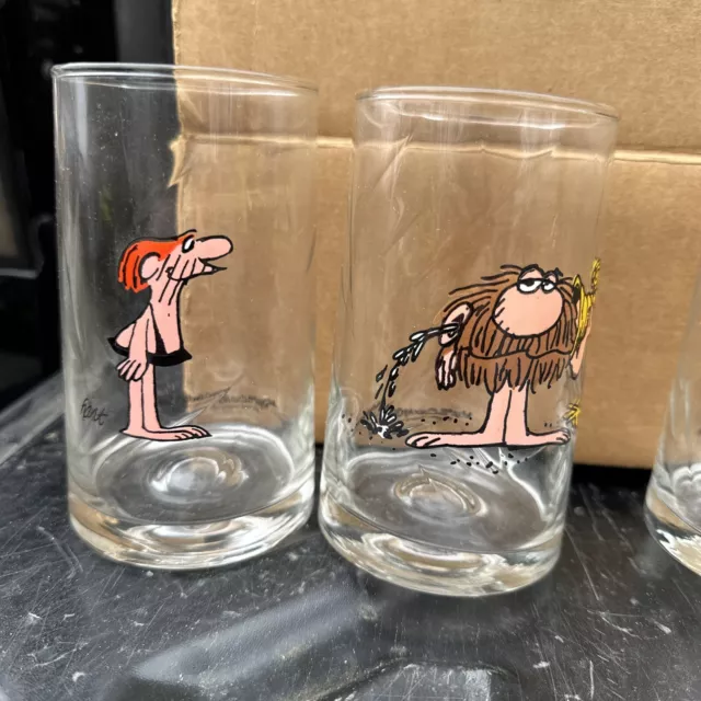 ARBY'S BC COMICS ICE AGE GLASS TUMBLERS 1981 SET OF 6 With 1980 Arby’s Bag 2