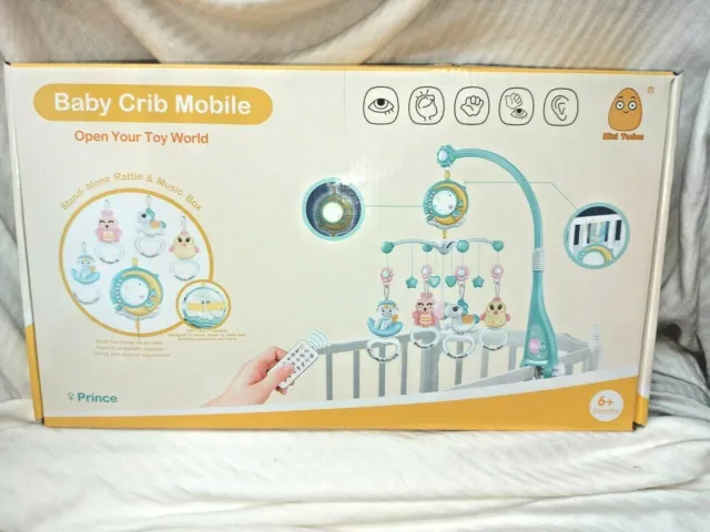 Prince Baby Crib Mobile Stand Alone Rattle & Music Box w/ Remote Blue 6+