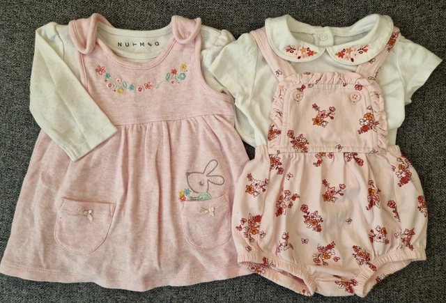 Pacchetto abito e tuorlo per bambine 0-3 mesi rosa floreale (723)