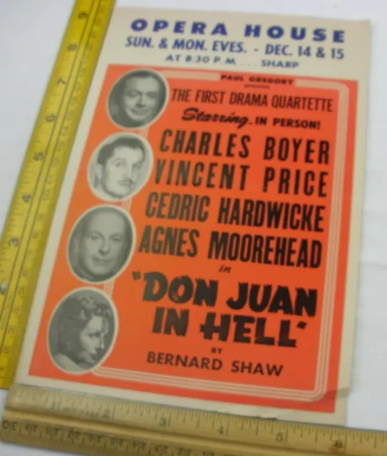 Vincent Price Agnes Moorehead Charles Boyer Don Juan in Hell 1950s Drama flyer