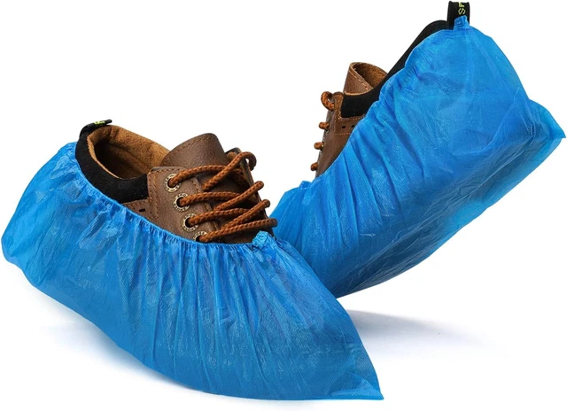 Fuxury 100 Pack (50 Pairs) Disposable Booties for Shoes Covers, Waterproof Shoe