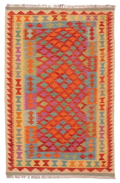 Vintage Hand Woven Carpet 3'1" x 4'11" Traditional Wool Kilim Rug