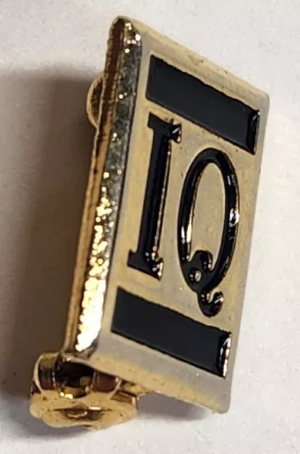 Vintage Gold Tone Black Enamel IQ Lapel Pin Tie Tack Pinback