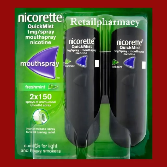 NICORETTE QUICKMIST 1MG MOUTHSPRAY 2 x 150  PACK 1 2 3 6 12 18 24 Exp 2025