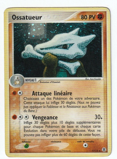 CARTE POKEMON OSSATUEUR 7/112 RARE HOLO. EX Rouge Feu & Vert Feuille. FRANCE