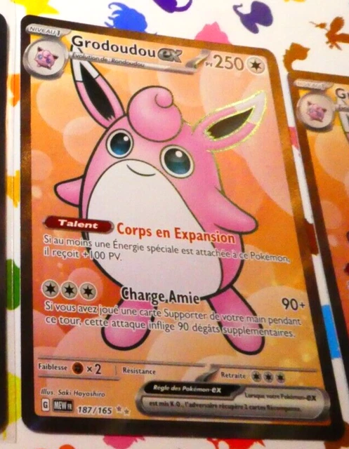 Pokemon 151 Card Secret Rare Holo Card Fr Grodoudou EX FA 187/165 MEW FR Mint