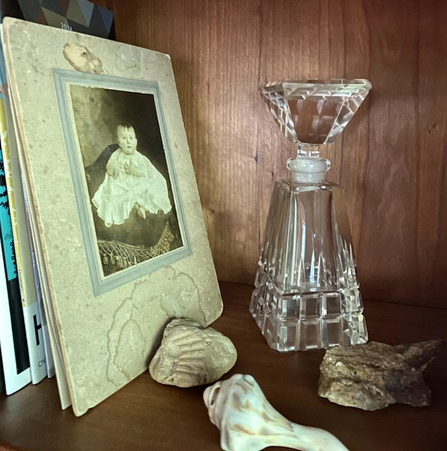 Vintage Perfume Decanter Bottle With Stopper Hand Cut Crystal German Art Deco