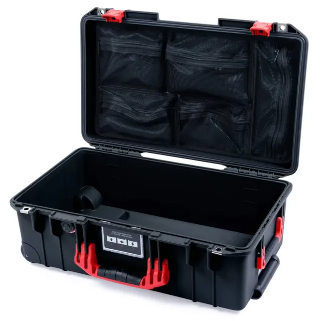 Black & Red Pelican 1535 Air case with lid organizer. With wheels.