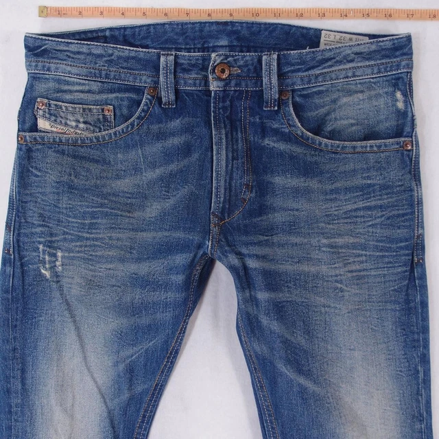 Diesel Thavar Slim-Skinny 0886B Hommes Jeans W33 L27 Déchiré Délavé