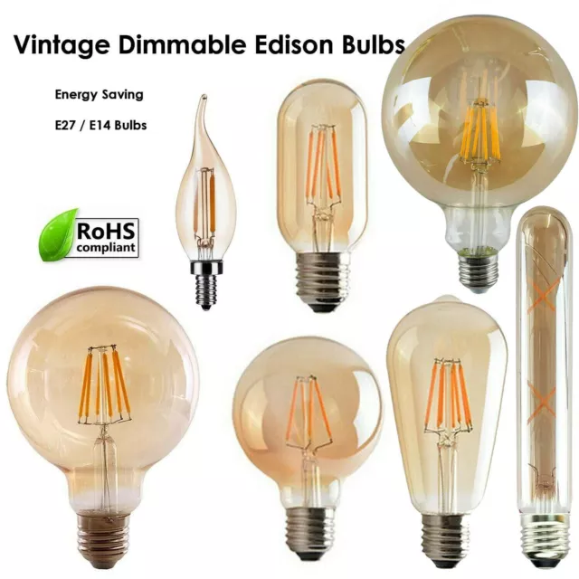 E27 E14 LED Vintage Edison Flexible LED Spiral Filament Light Bulb  Antique Bulb