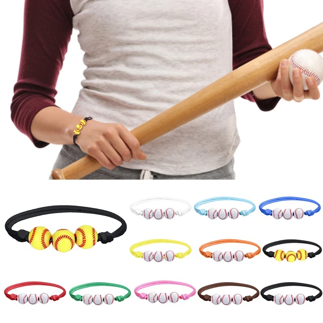Gwg-2000 2PCS Softball Bracelet Party Favors Yellow Softball Beads Friendship