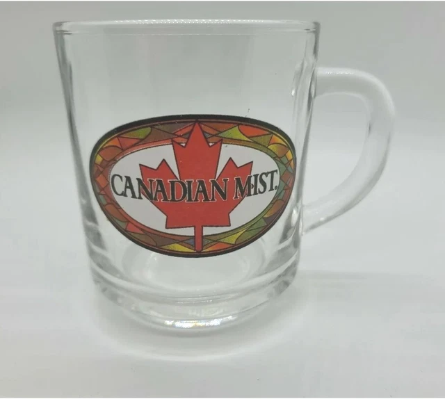 Vintage Canadian Mist Glass Coffee Cup Mug Maple Leaf