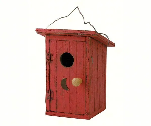 DECORATIVE BIRDHOUSES - Birdie Loo Red Birdhouse - HAND PAINTED WOOD - SE912