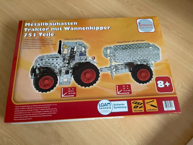 Metallbaukasten- Traktor mit Wannenkipper