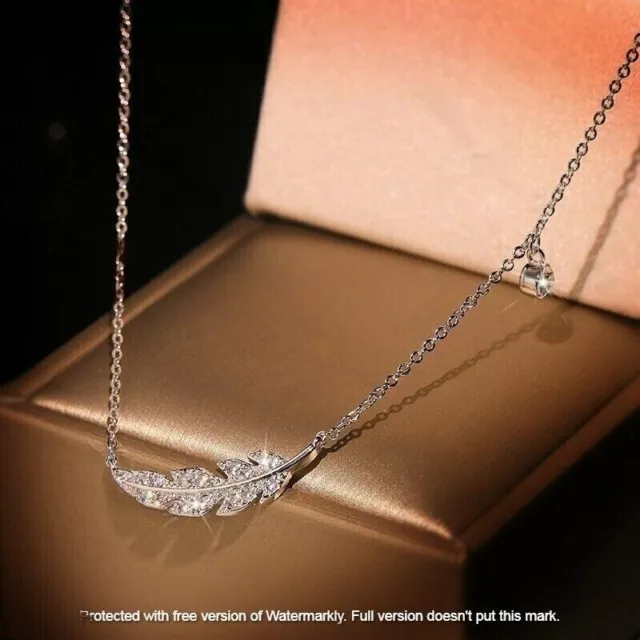 14k white gold plated silver-2ct round cut lab created diamond women's necklace❤