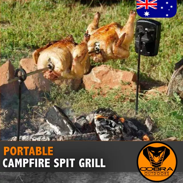 Camping SPIT Grill Campfire BBQ outdoor Portable Cooking Fishing STAINLESS BOAT