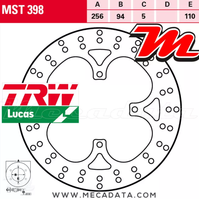 Disque de frein Arrière TRW Lucas MST 398 Honda VFR 750 F (RC36) 1991