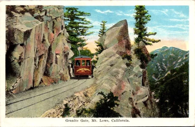 Vintage Postcard Trolley at Granite Gate Mt. Lowe California CA 1925        1485