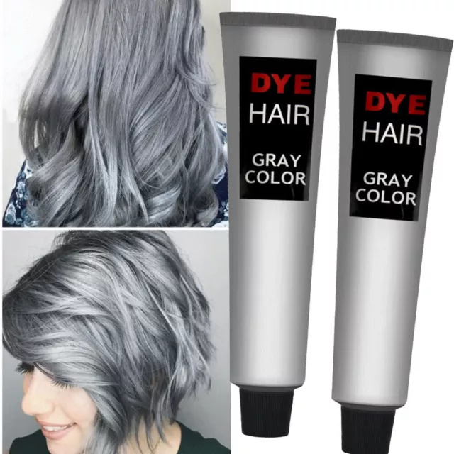 2Pack Smoky Gray Punk Style Light Grey Silver Grandma Gray Dye Hair Dye Cream