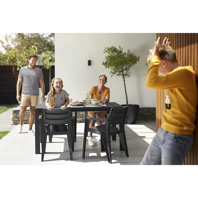 TABLE POUR JARDIN Keter Julie Effet Bois 147x90x75 Graphite Couleur