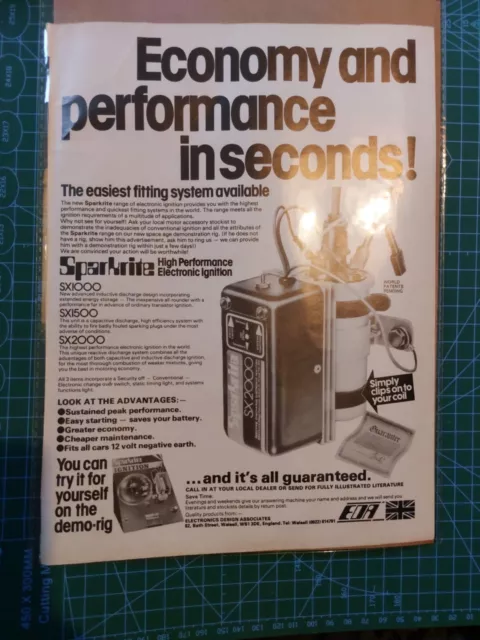 Sparkrite Vintage Print Advert High Performance Electronic Ignition Original