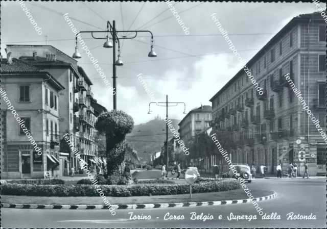 cg320 cartolina torino citta' corso belgio e superga dalla rotonda