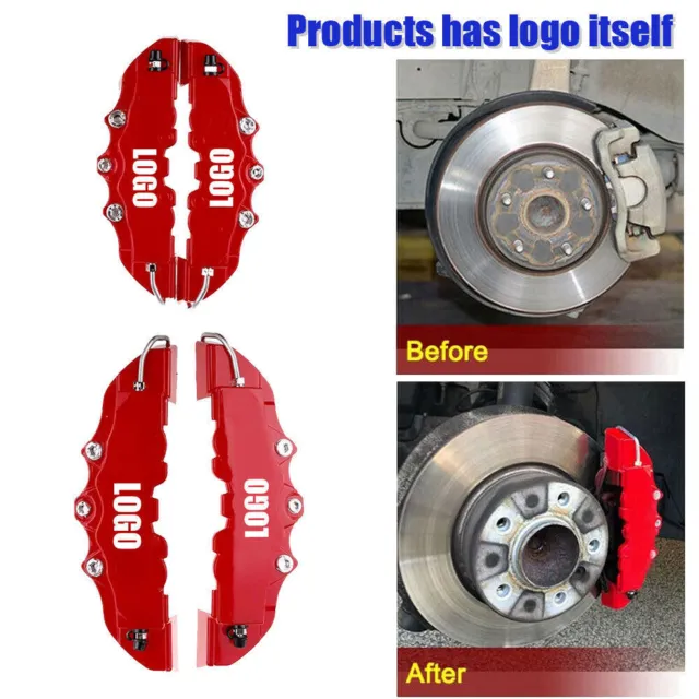 4x Red 3D Style Front+Rear Car Disc Brake Caliper Cover Parts Brake Accessories