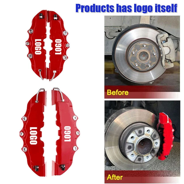 4x Red 3D Style Front+Rear Car Disc Brake Caliper Cover Parts Brake Accessories 4x Red 3D Style Front+Rear Car Disc Brake Caliper Cover Parts Brake Accessories