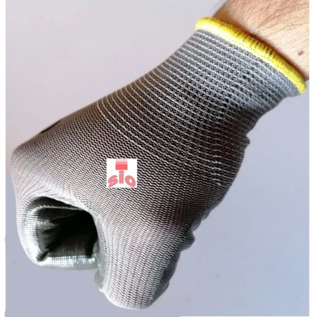 Guantes de Nylon con Palma de Nitrilo Gris ( Paquete 12 Pares ) 2