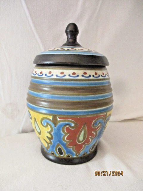 ANCIEN POT À Crème avec son couvercle en Terre cuite style Soufflenheim