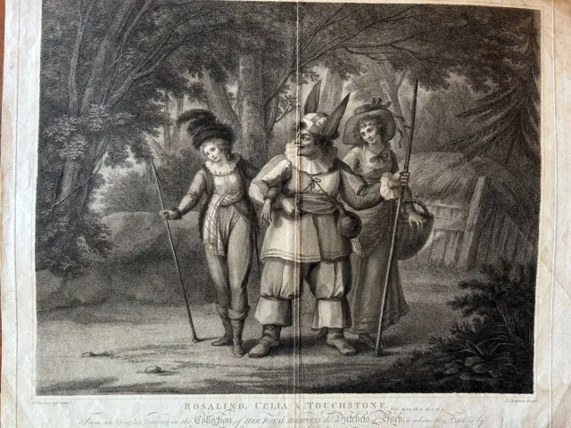 Regano Unito; Cecilia and Rosalind & Touchstone  acquaforte 1792
