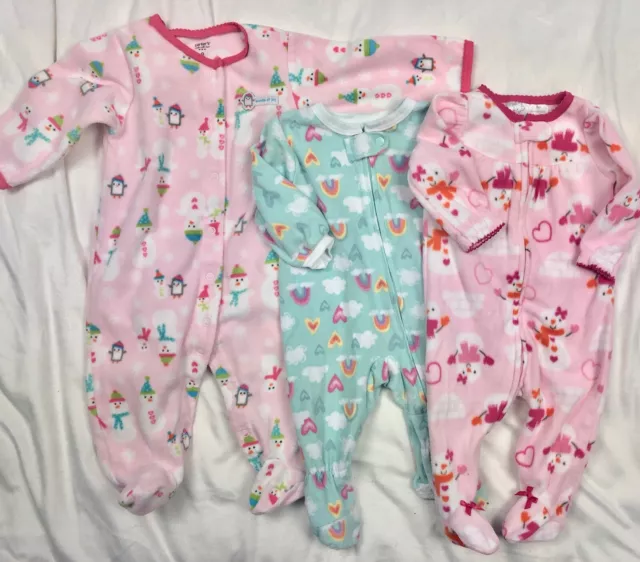Carters Fleece Blanket Sleeper Pajamas Lot Baby Girls 6 Months / 9 Months