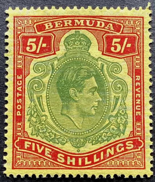 Bermuda Kgv1 1938-1953 5/- Green & Red Yellow, Mounted Mint