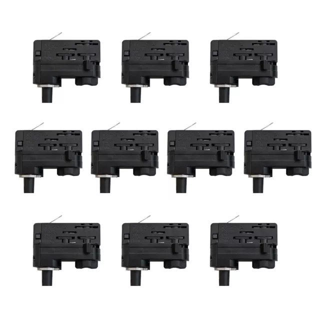 10 Stück 3 Phasen Adapter Universal schwarz  für Stromschienen mit Zugentlastung