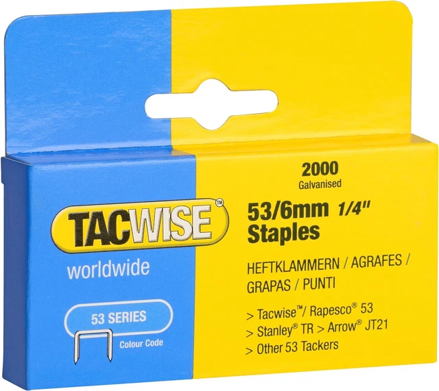 Tacwise 0334 Typ 53/6 mm strapazierfähige verzinkte Heftklammern, 2.000er Pack