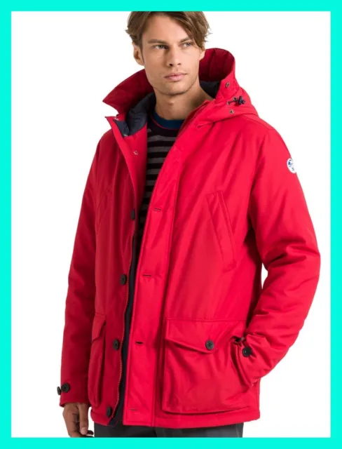 Giacca invernale uomo North Sails giaccone con cappuccio giubbotto parka rosso 2