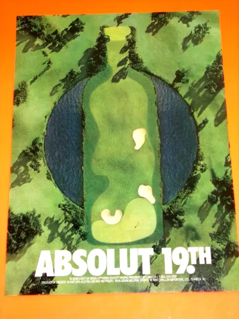 1989 Absolut Vodka Ad Absolut 19.th Hole