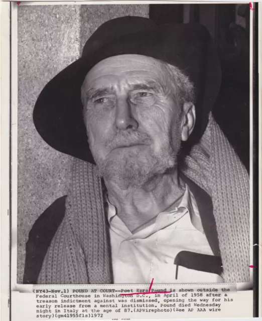 EZRA POUND American Poet * CLASSIC Mental Illness INSANITY TREASON 1958 photo