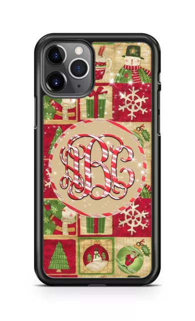 Christmas Santa Snowman Monogram Phone Case For iPhone 14 Samsung A52 Google 3