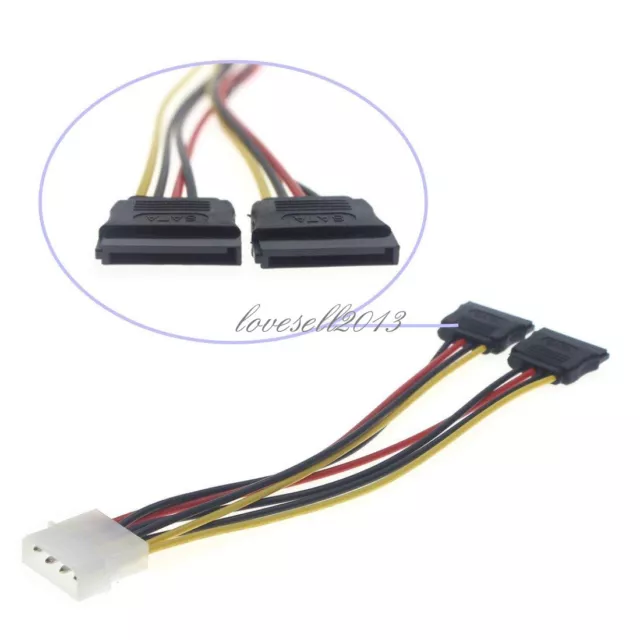 4 Pin IDE Male Molex to Dual SATA Splitter 2 Ports Female Power Adapter Cable 3