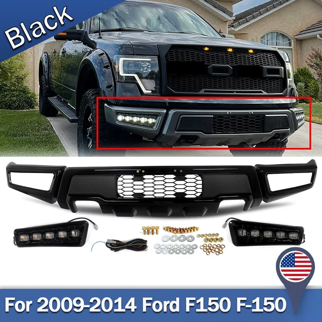 RAPTOR STYLE FRONT Bumper W/LED DRL For 092014 Ford F150 F150 Black